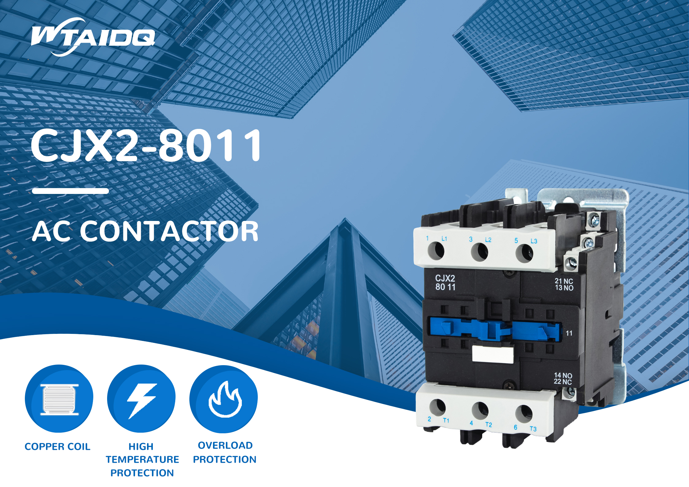 Fábrica de contactores de CA 80A, CJX2-8011, Schneider LC18011, AC24V, AC220V, AC380V