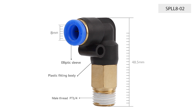 one-touch fitting 90 degree extended male elbow air hose tube connector (1)