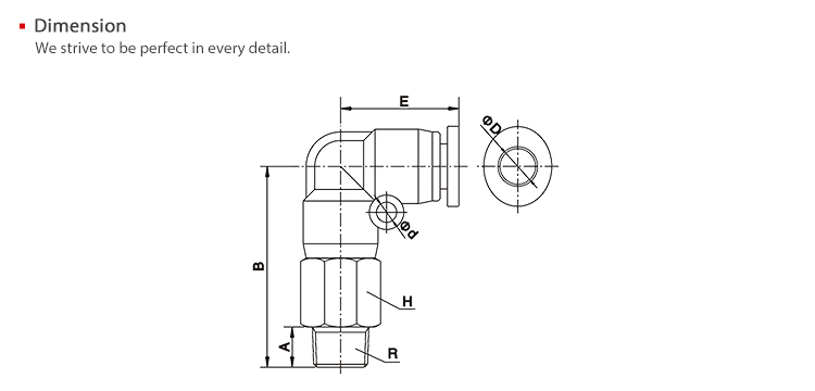jednodotykové upevnění 90stupňového prodlouženého samčího kolena konektor hadice vzduchové hadice (2)